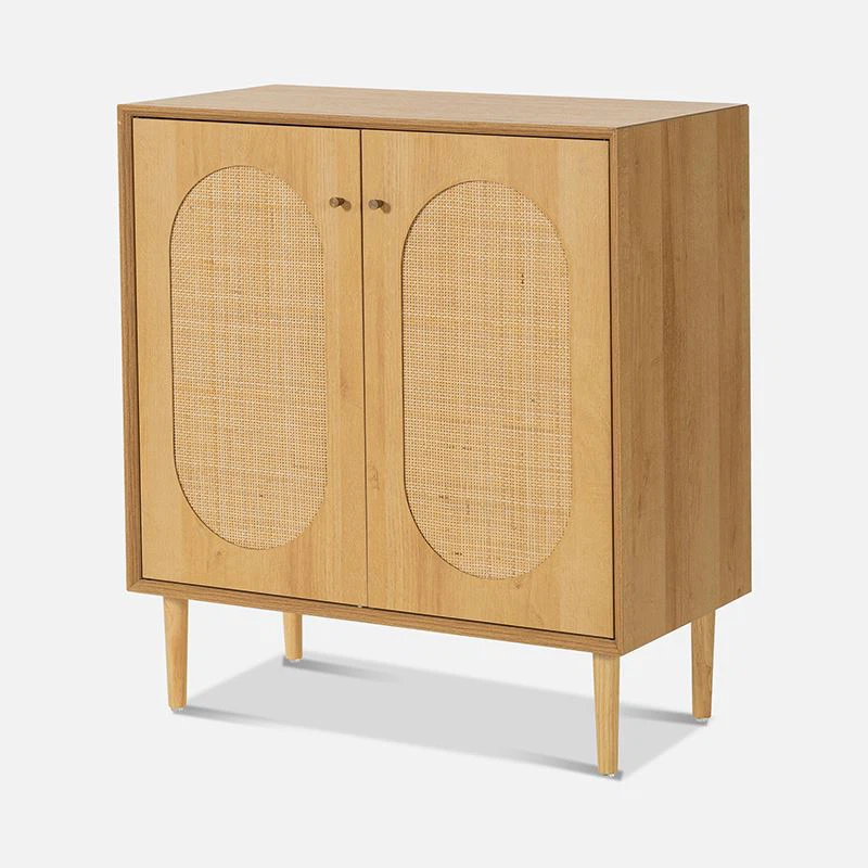 Rustic-Style Wood Rattan Cabinet Y-C40